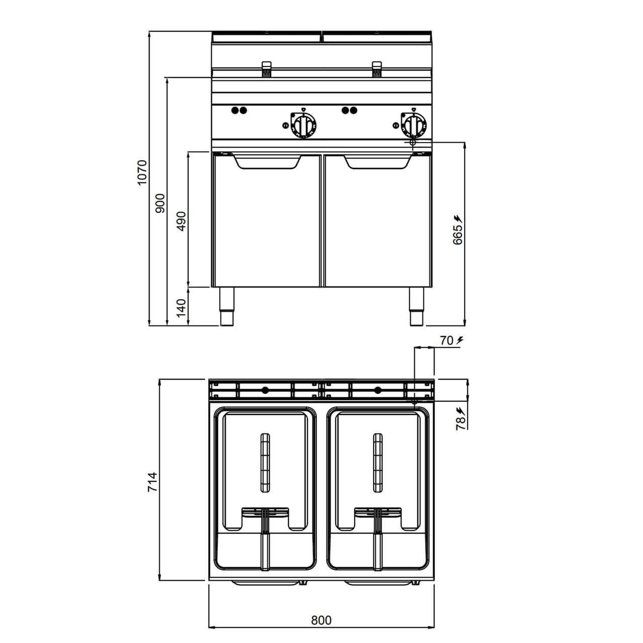 Elektro Doppelfritteuse - 10+10 Liter - 12 kW