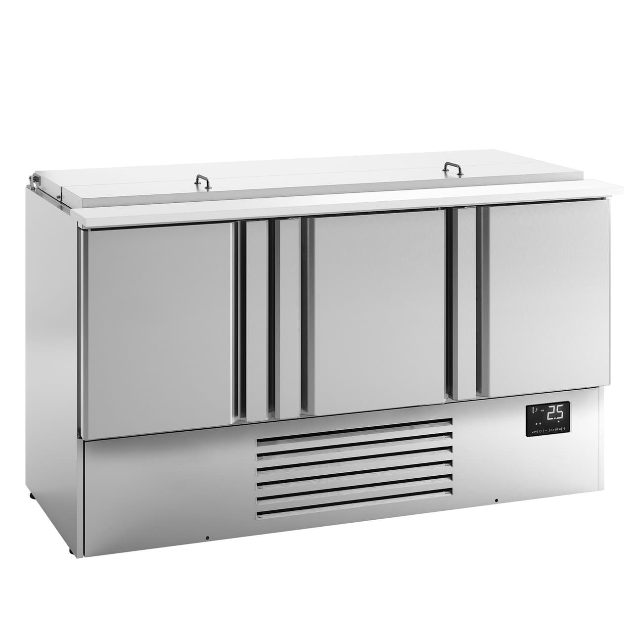 Saladette Premium PLUS - 1460mm - 3 Türen - mit Einlass für 9 x GN 1/3 & 6x GN 1/6 & Edelstahldeckel