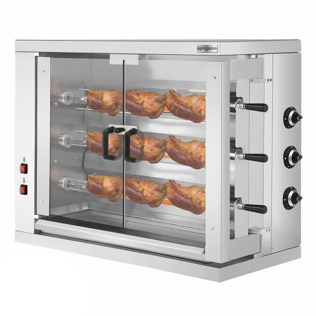 Gas Hähnchengrill - 19,4kW - mit 3 Spießen für bis zu 18 Hähnchen