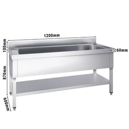 Topfspültisch Premium - 1200x600mm - mit Grundboden & 1 Becken