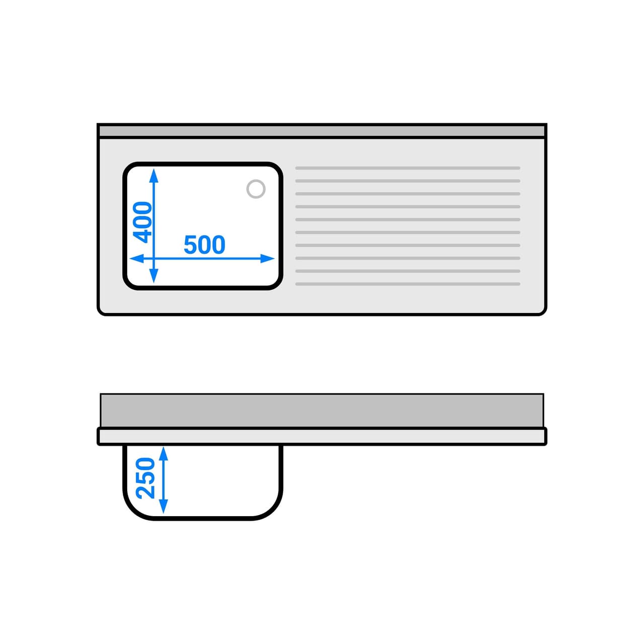 Spülschrank PREMIUM - 1400x600mm - mit 1 Becken links