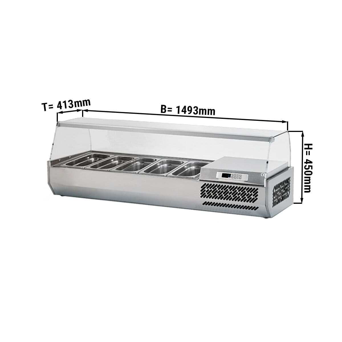 Kühlaufsatzvitrine Premium PLUS - 1493x413mm - 5x GN 1/3