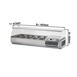 Kühlaufsatzvitrine Premium PLUS - 1493x413mm - 5x GN 1/3