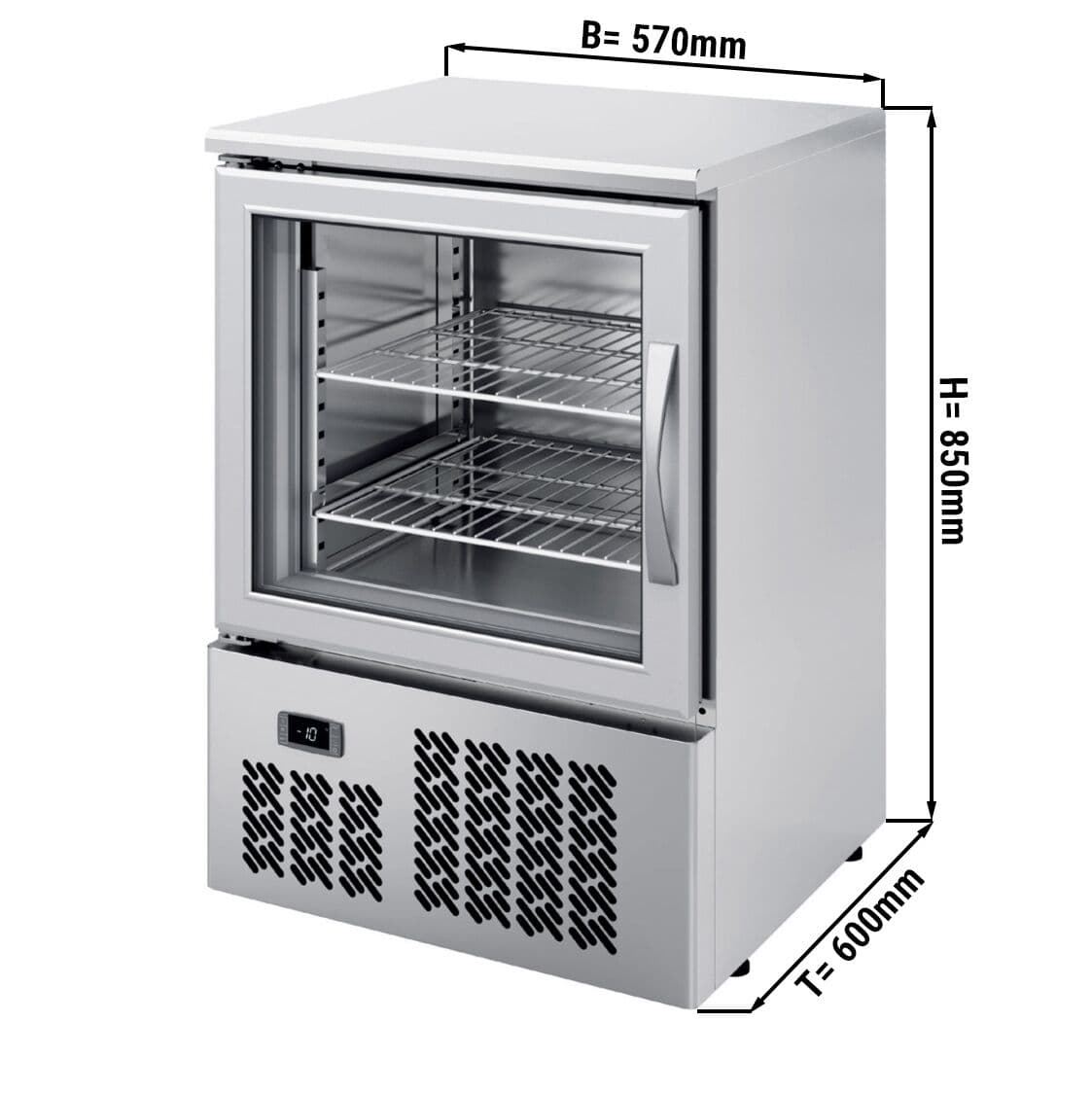 Mini Tiefkühlschrank Edelstahl Premium PLUS - 95 Liter - mit 1 Glastür