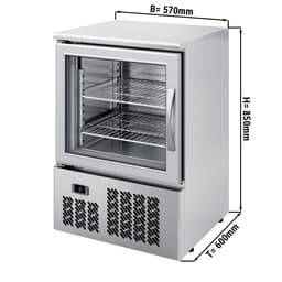 Mini Tiefkühlschrank Edelstahl Premium PLUS - 95 Liter - mit 1 Glastür