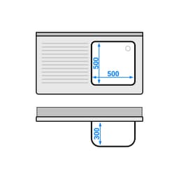 Spültisch ECO - 1200x700mm - mit Grundboden & 1 Becken rechts