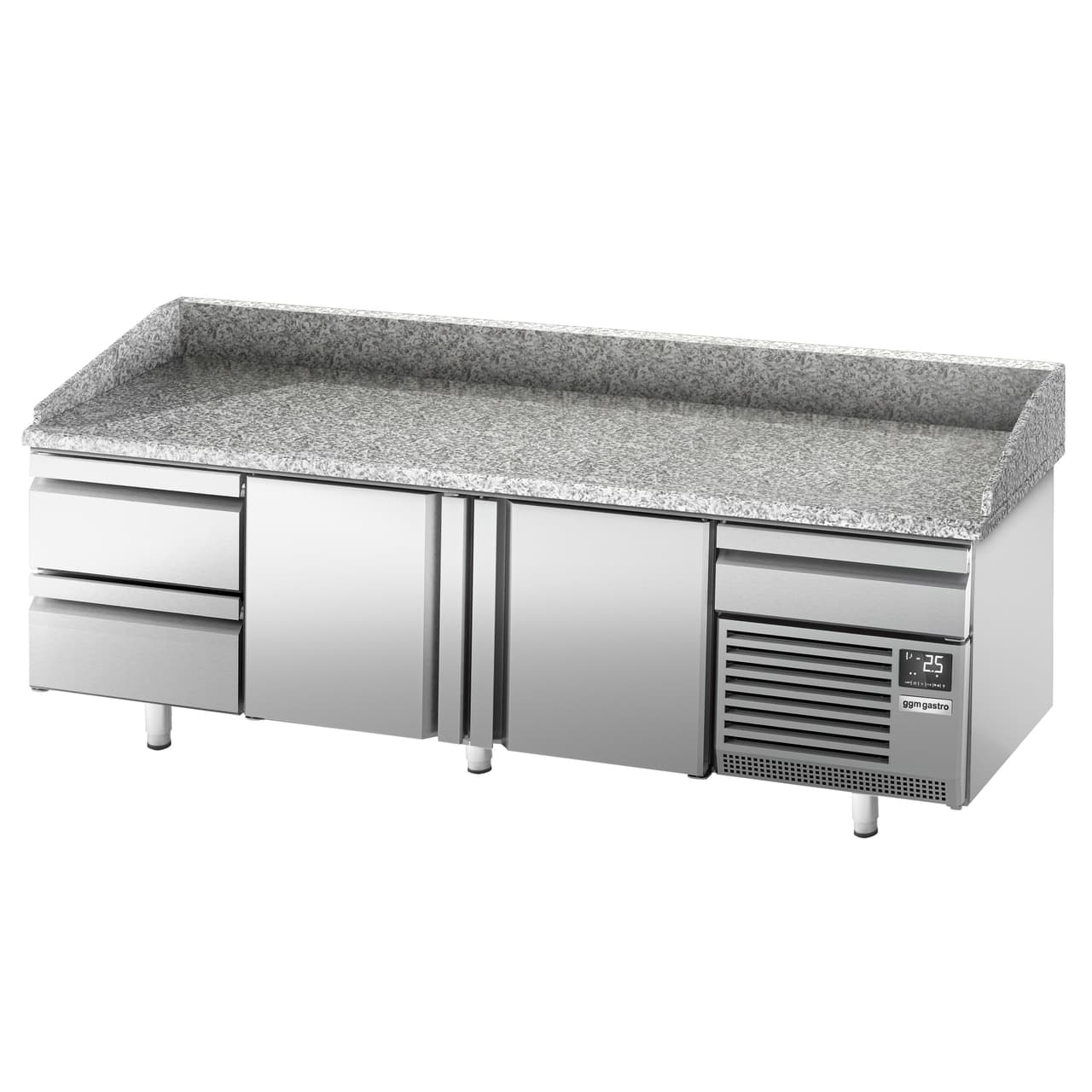 Pizzakühltisch Premium PLUS - 2305x800mm - mit 2 Türen & 2 Schubladen