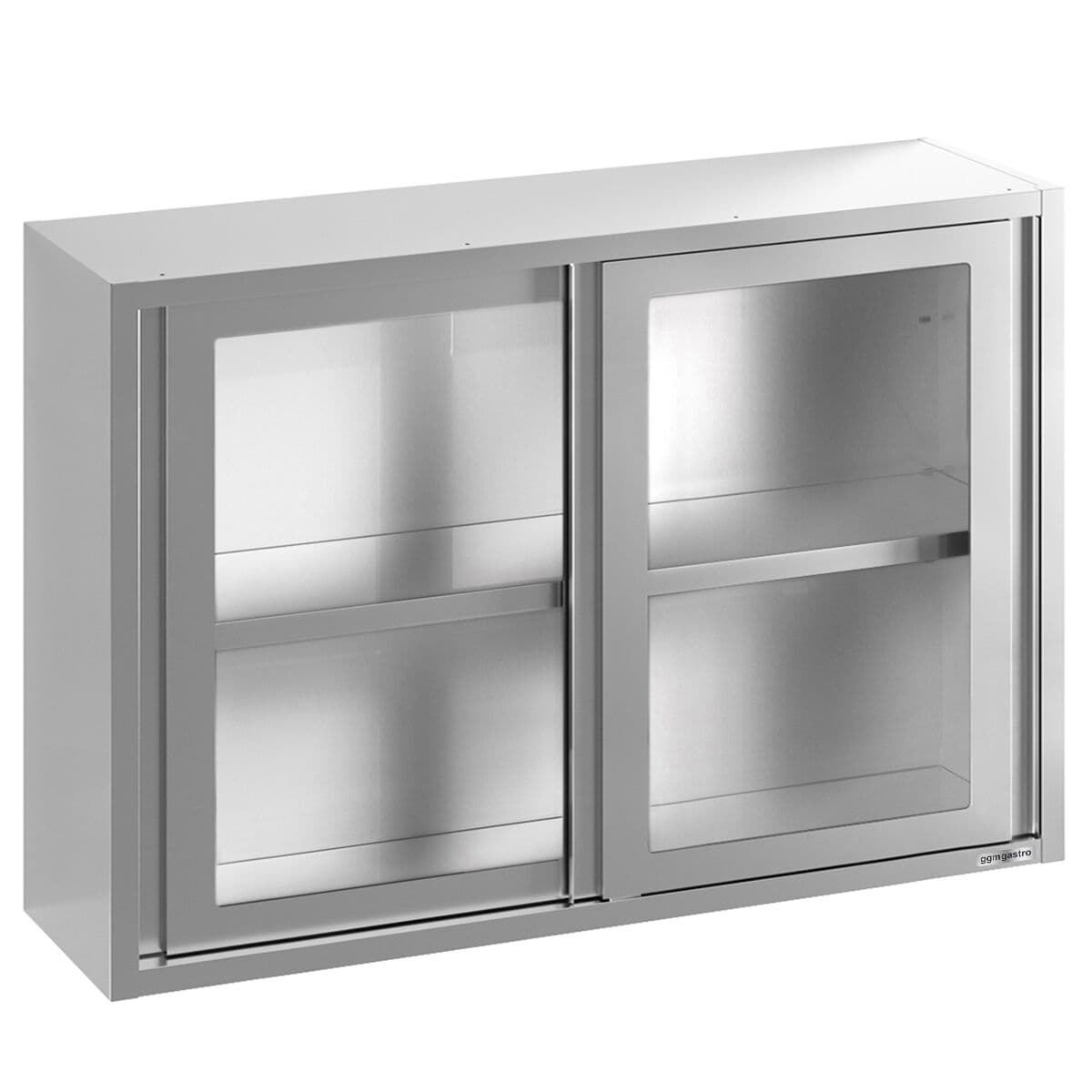 Edelstahl Wandhängeschrank - 2000x400mm - mit Glasschiebetür - 1000mm hoch