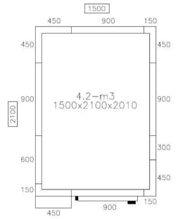 Tiefkühlzelle - 1500x2100mm - 4,2m³ - inkl. Lamellen