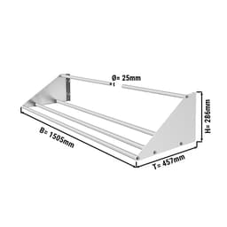 Wandbord für Spülkörbe - 1500mm - 1 Ablage