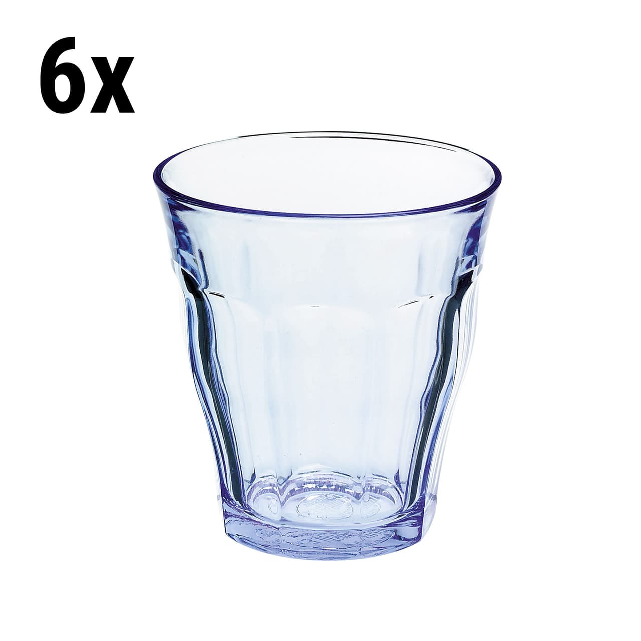 (6 Stück) Duralex Allzweck Trinkglas - PICARDIE - 310 ml - Blau-Transparent