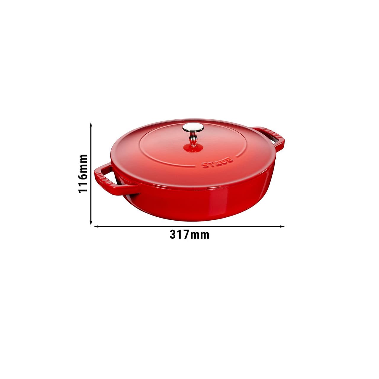 STAUB | BRAISERS - Bräter mit Chistera Drop-Structure - 240mm - Gusseisen - Kirsch-Rot