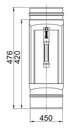 Reinigungsglattrohr mit Kasten & Deckel - in Edelstahl  - Ø 450 mm