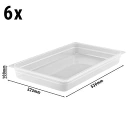 (6 Stück) CAMBRO | CAMWEAR® -  Polypropylen GN 1/1 Behälter - milchig - Tiefe: 100mm