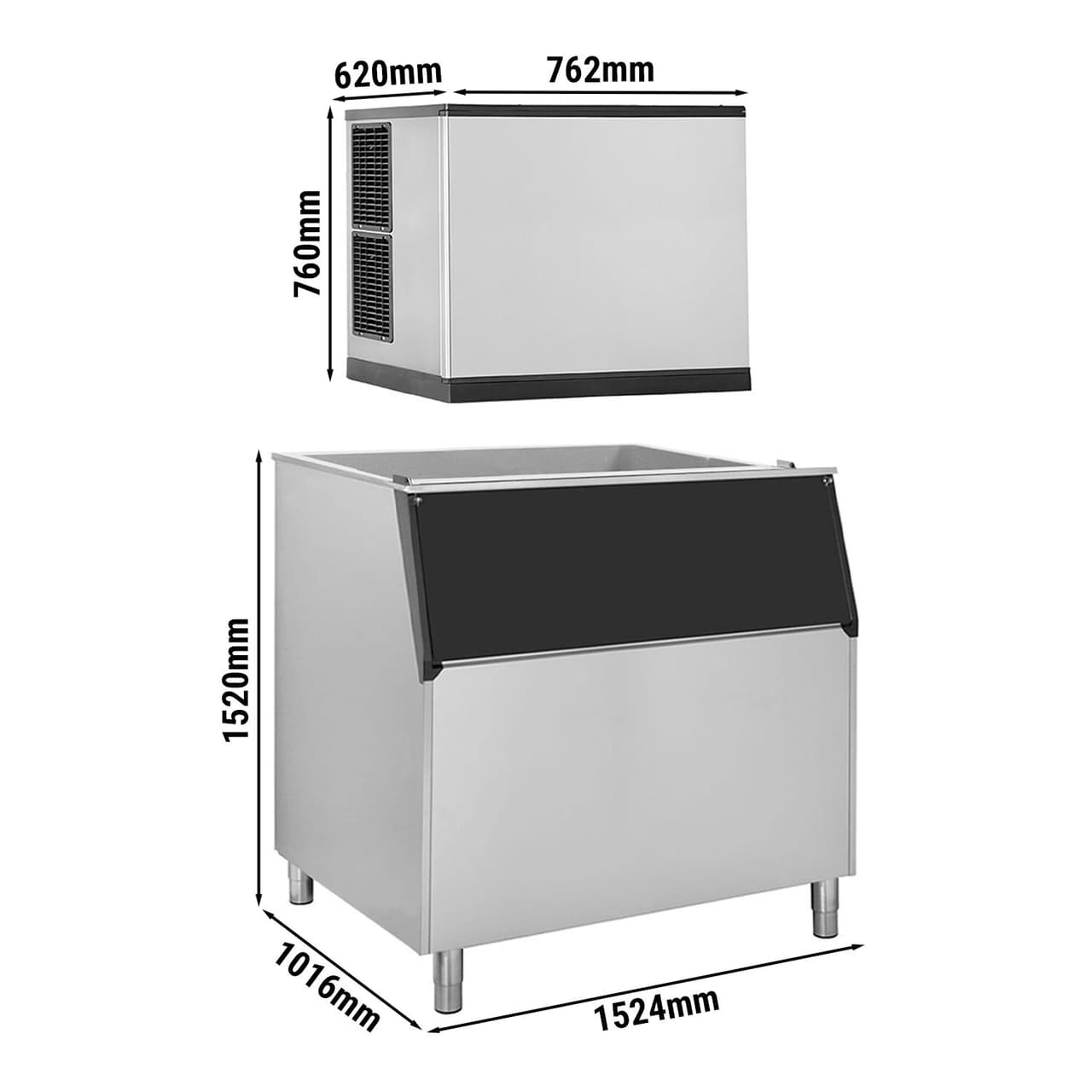 Eiswürfelbereiter - Würfel - 403 kg/24 h - inkl. Eisvorratsbehälter