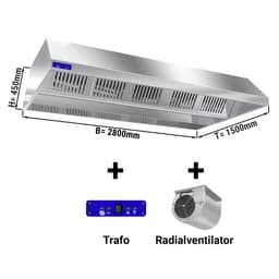 Deckenhaube 2,8 m - mit Motor, externen Regler, Filter und Lampe