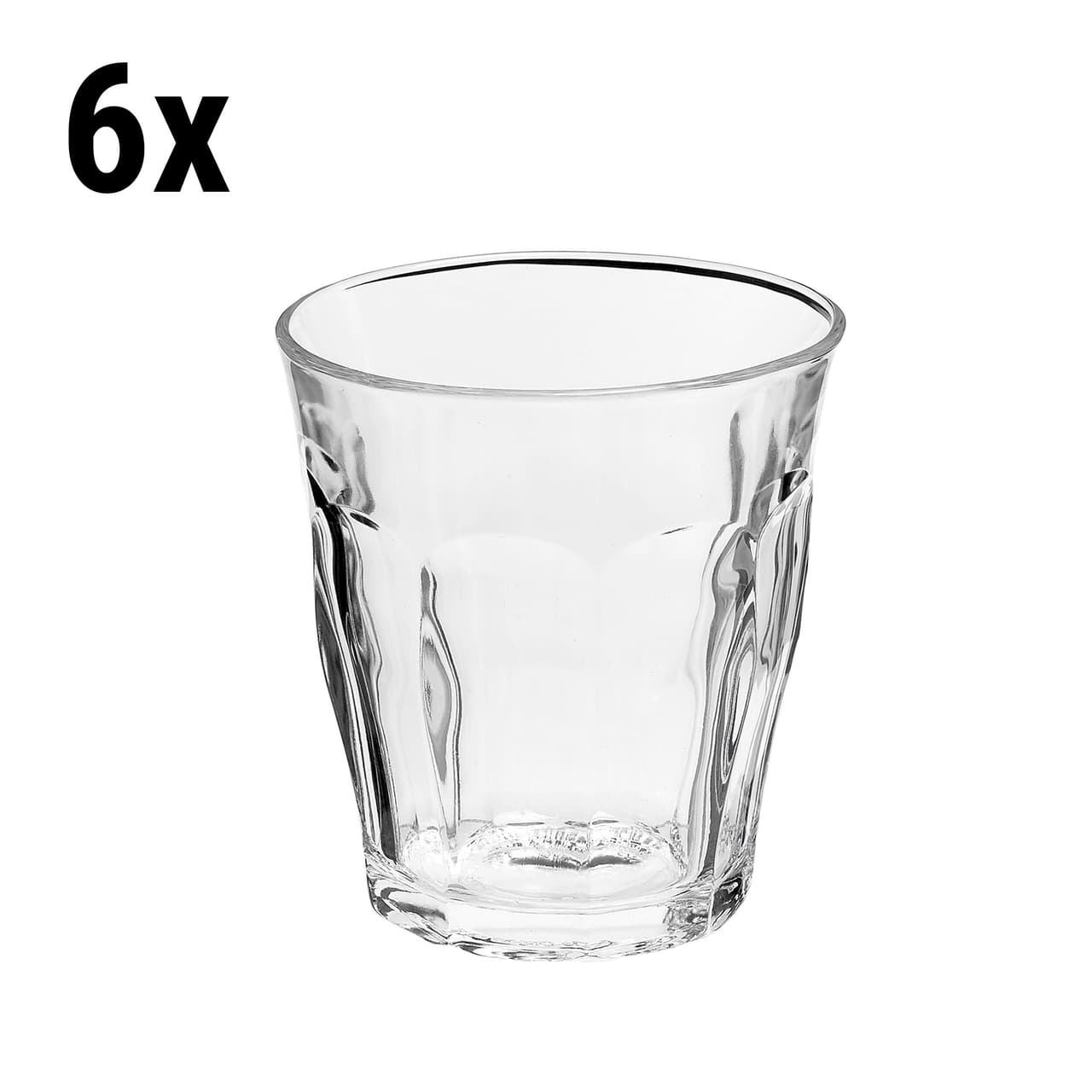 (6 Stück) Duralex Allzweck Trinkglas - PICARDIE - 220 ml - Transparent