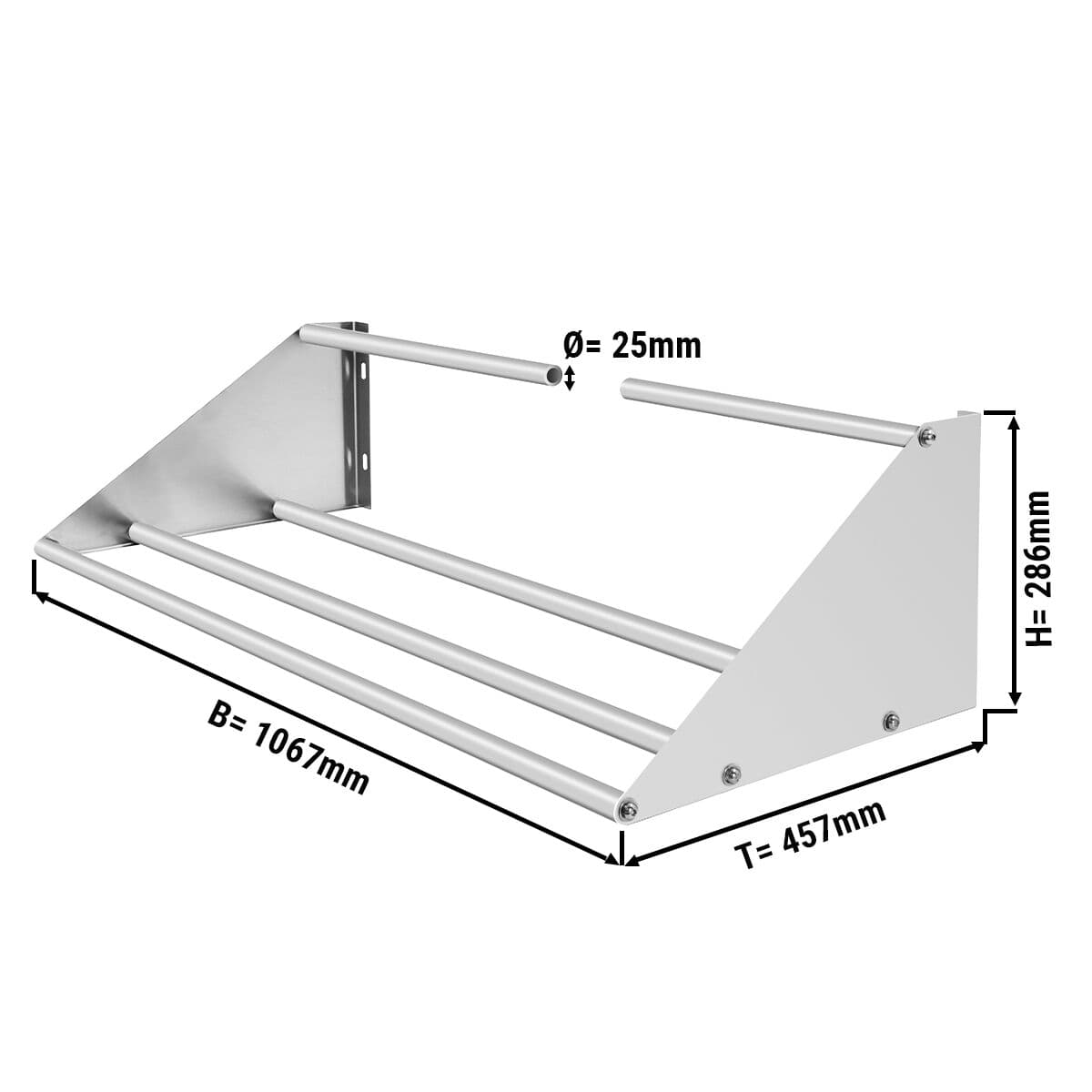 Wandbord für Spülkörbe - 1060mm - 1 Ablage