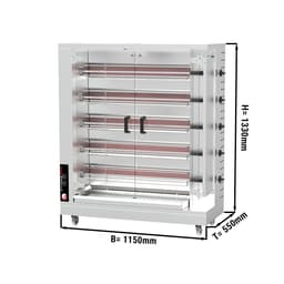 Gas Hähnchengrill - 23,5kW - mit 5 Spießen für bis zu 25 Hähnchen