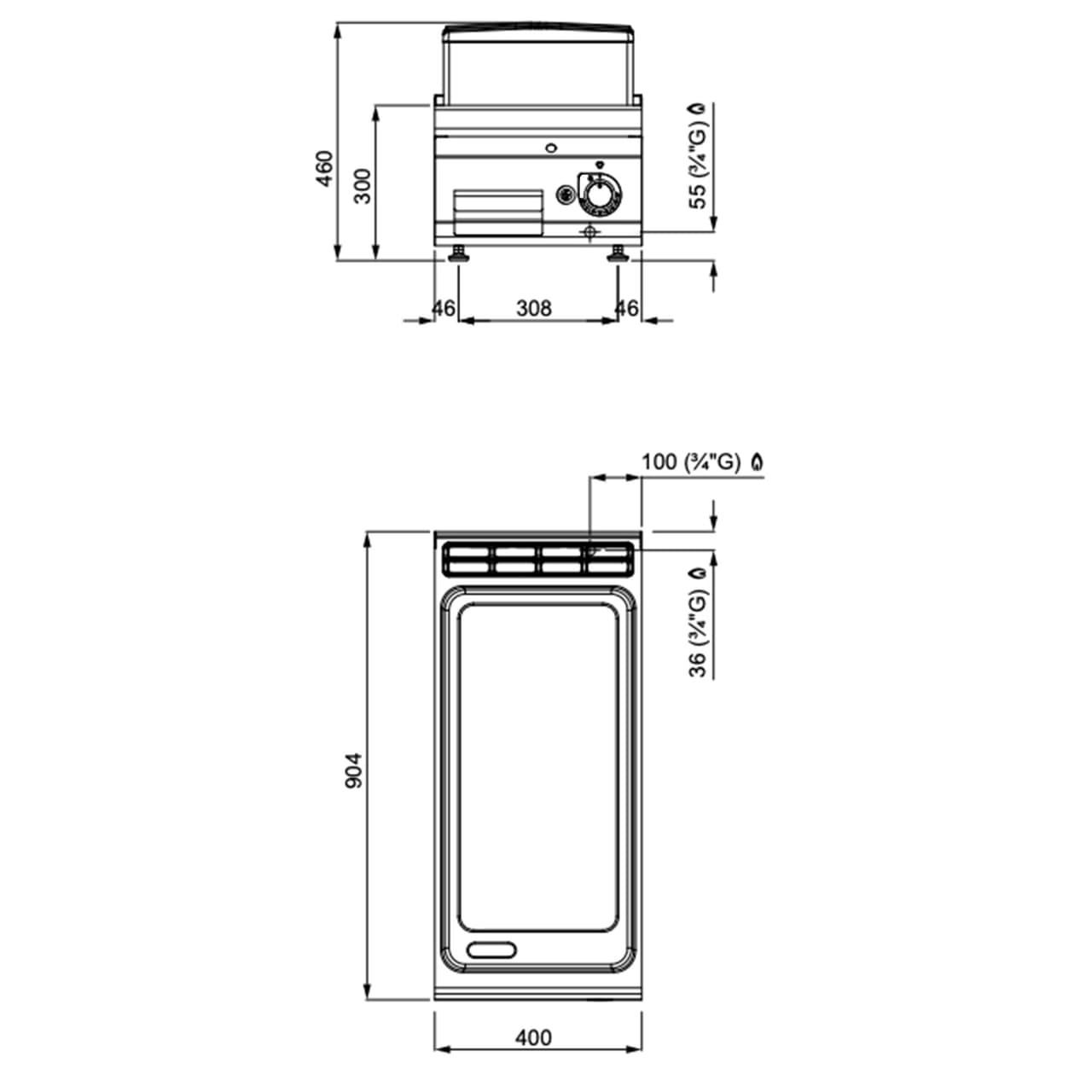 Gas Bratplatte - 10 kW - Glatt