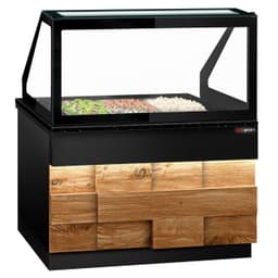 Saladette TORONTO - 1250mm - Holzfront - 2 Türen - für 3x GN 1/1 - schwarze Granit-Arbeitsplatte