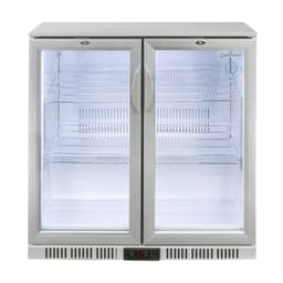 GASTRO-COOL | Barkühlschrank - 900mm - 200 Liter - mit 2 Glasflügeltüren - Silber