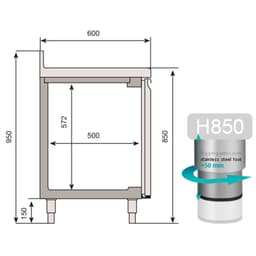 Tiefkühltisch Premium PLUS - 1960x600mm - mit 3 Türen & mit Aufkantung