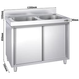 Spülschrank PREMIUM - 1200x700mm - mit 2 Becken mittig