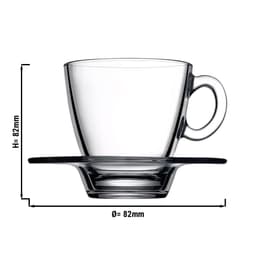 (24 Stück) Teeglas mit Untertasse - AQUA - 210 ml