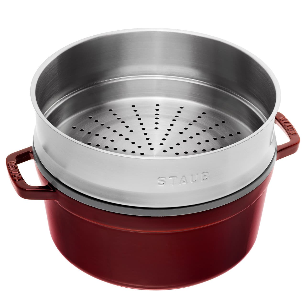 STAUB | LA COCOTTE - Cocotte mit Dämpfeinsatz - Ø 260mm - Gusseisen - Grenadine-Rot