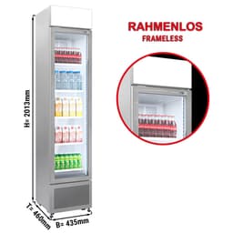 Getränkekühlschrank - 145 Liter - rahmenloses Design - mit 1 Glastür & Werbedisplay