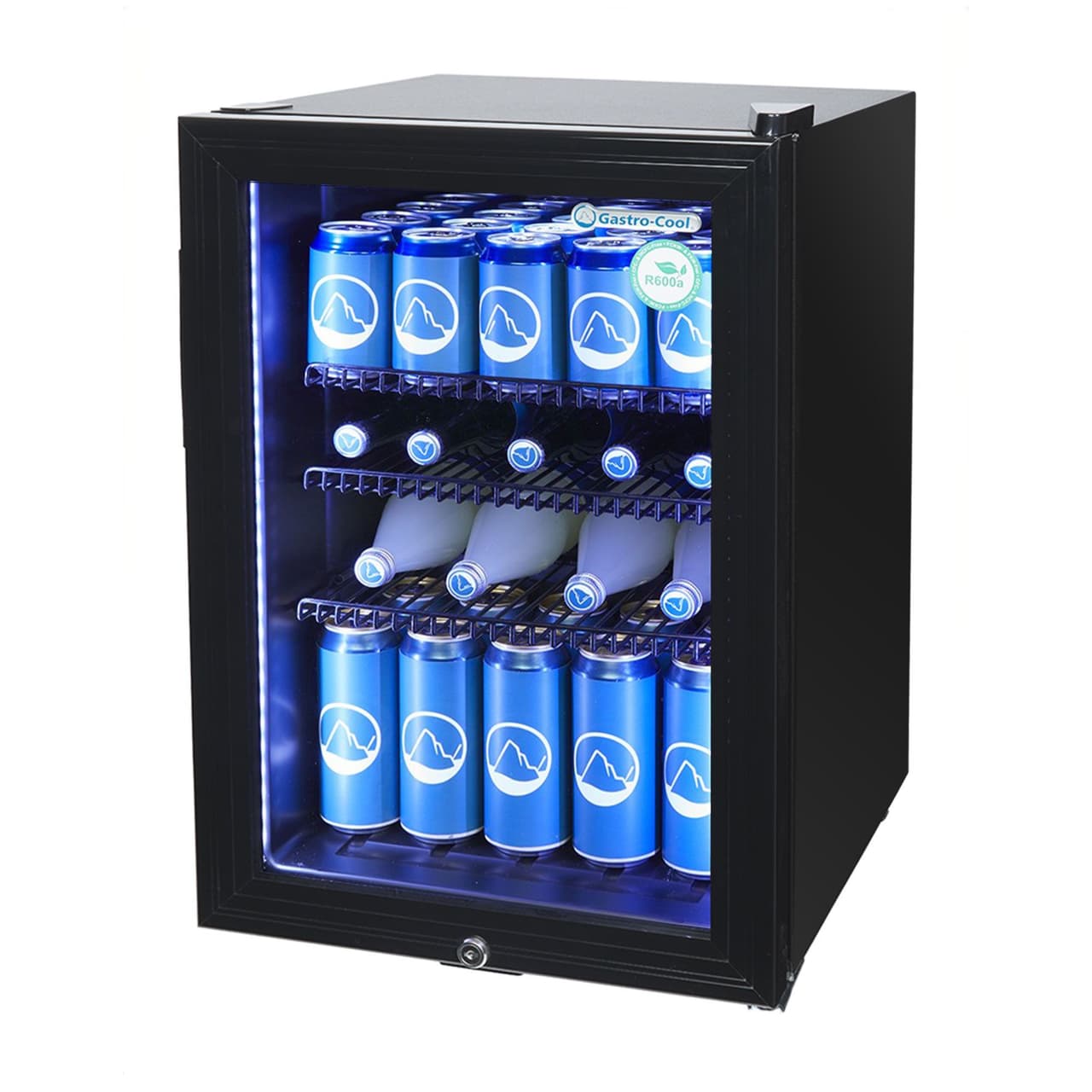 GASTRO-COOL | Minibar-Kühlschrank - 430mm - 62 Liter - mit 1 Glastür - Schwarz