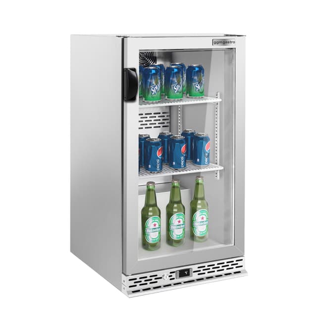 Barkühlschrank - 600mm - 125 Liter - mit 1 Glasflügeltür - Edelstahl