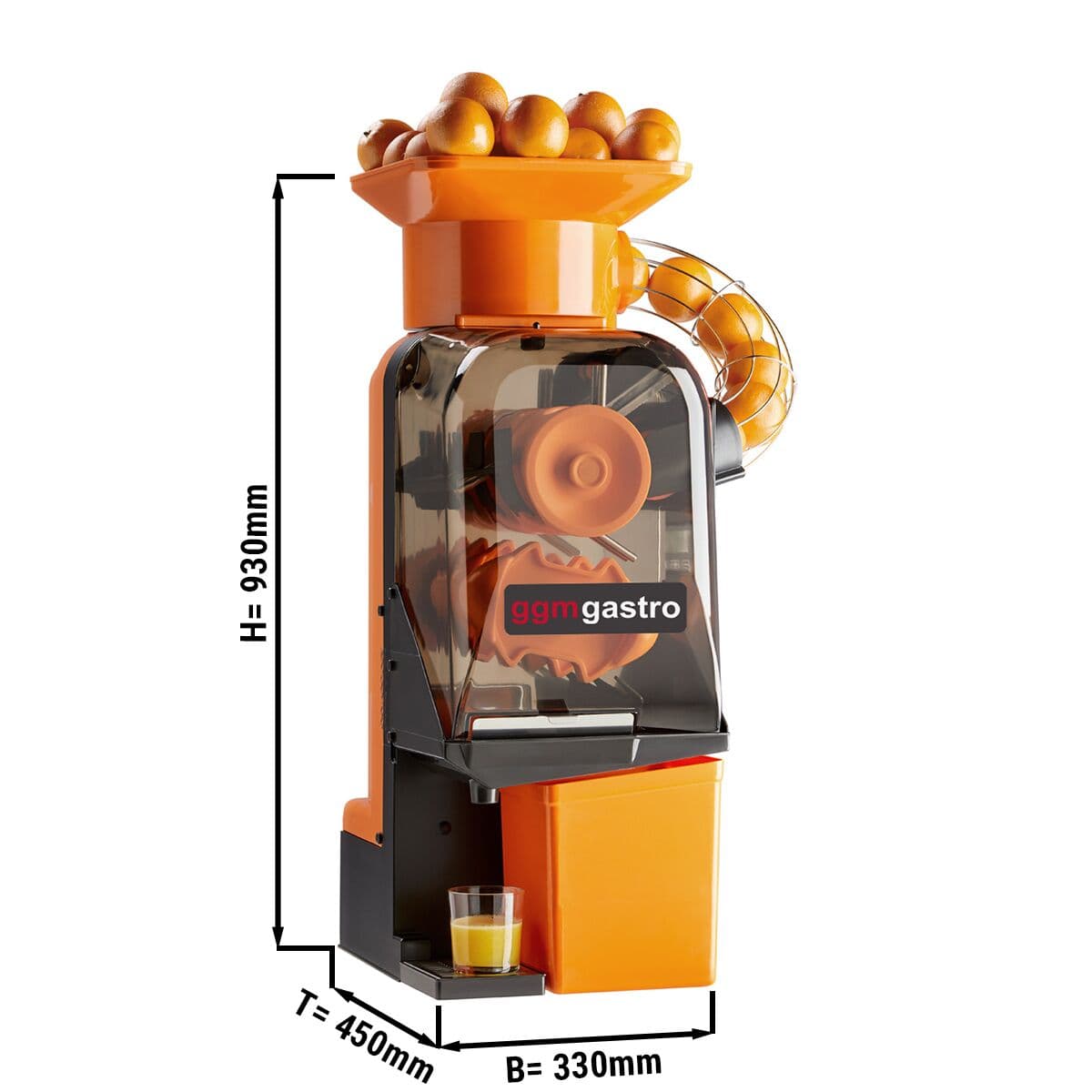 Elektrische Orangenpresse - Orange - Automatische Fruchtzufuhr - inkl. Reinigungsmodus