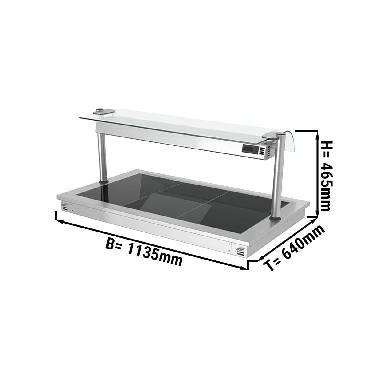 Einbau Warmhalteplatte - 1,1m - 3x GN 1/1 - mit Glas-Hustenschutz