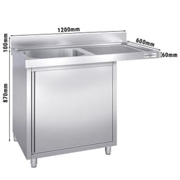 Spülmaschinen-Spülschrank - 1200x600mm - mit 1 Becken links