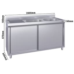 Spülschrank ECO - 2000x600mm - mit 2 Becken rechts