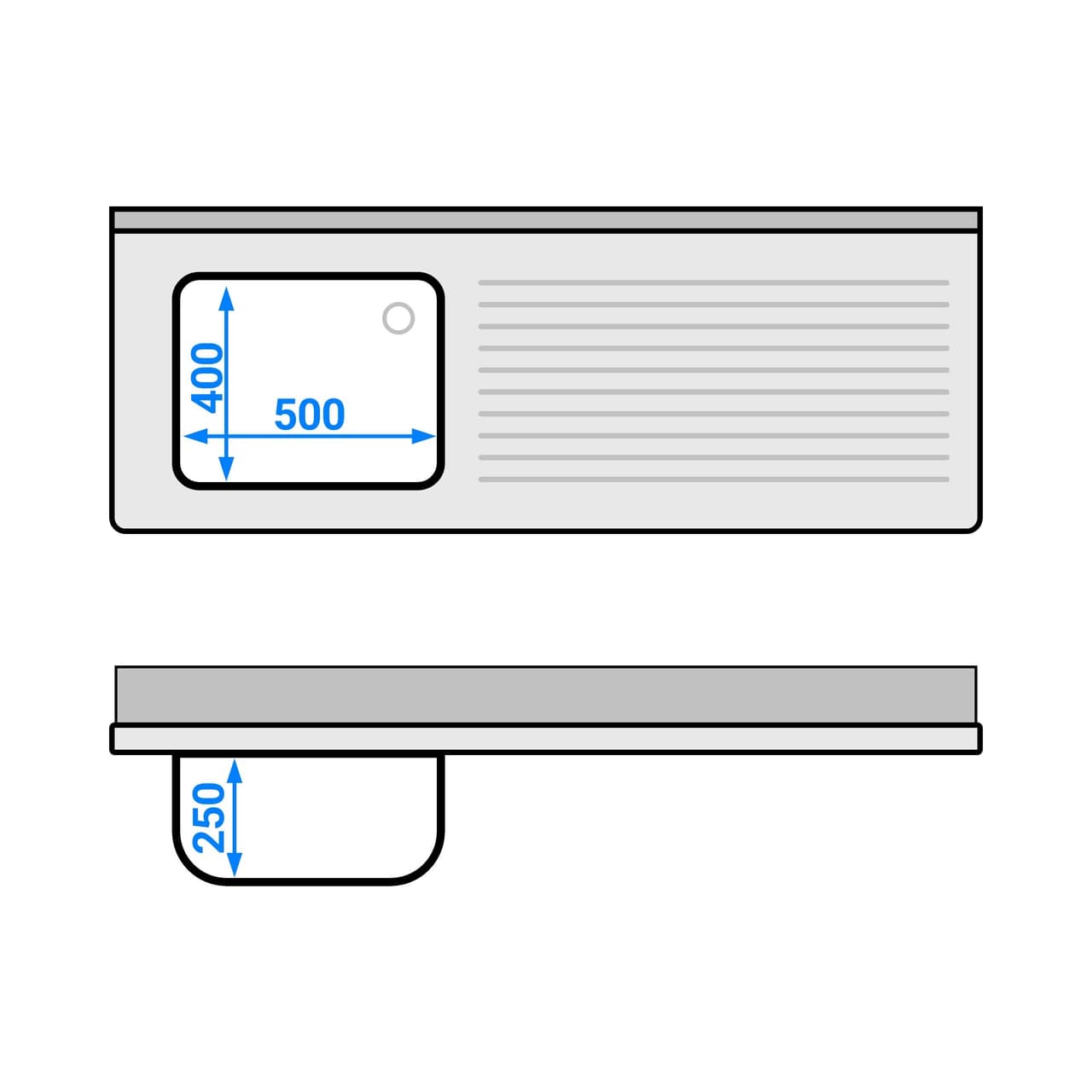 Spülschrank PREMIUM - 1600x600mm - mit 1 Becken links