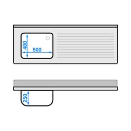 Spülschrank PREMIUM - 1600x600mm - mit 1 Becken links