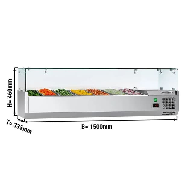 Kühlaufsatzvitrine ECO - 1500x335mm - 7x GN 1/4