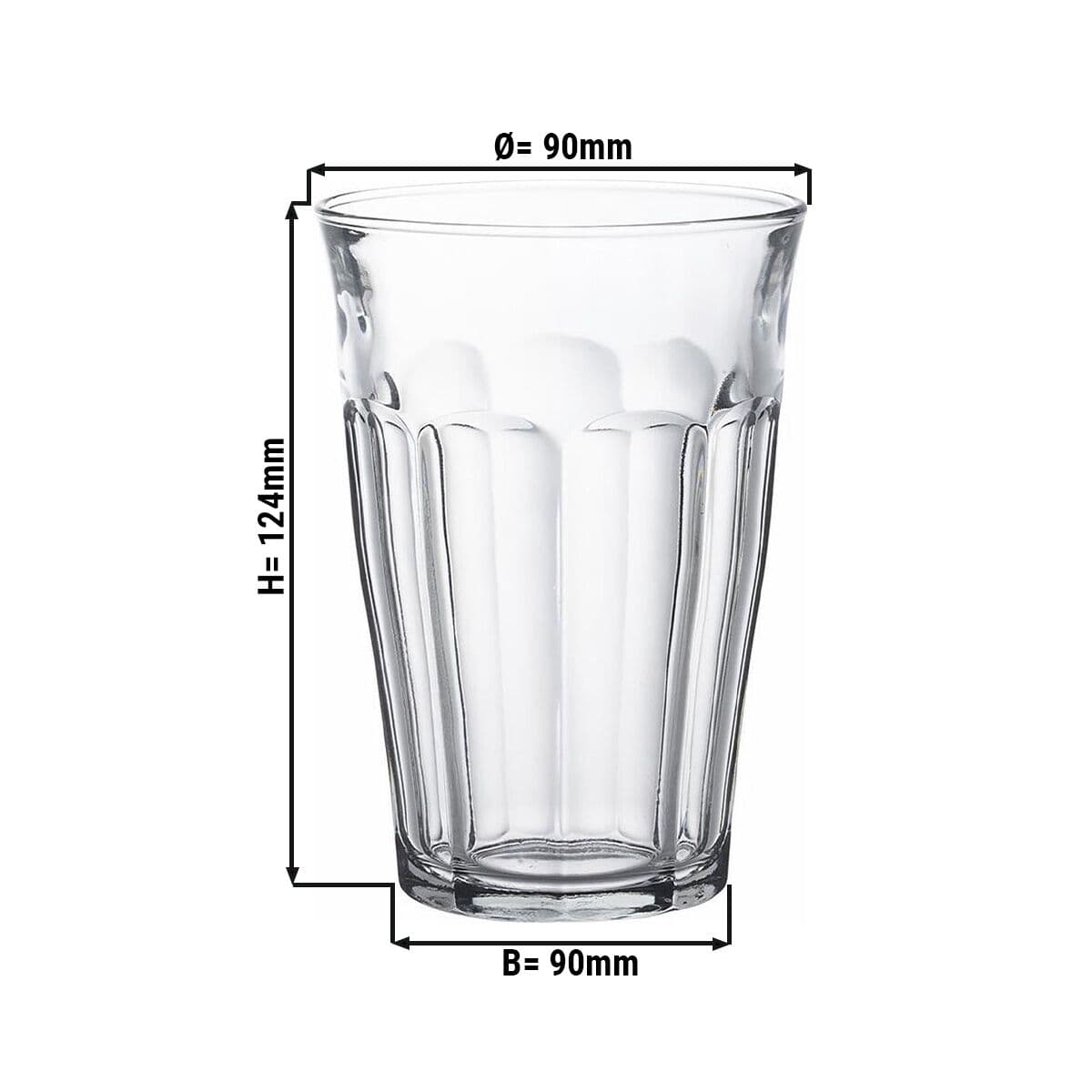 (12 Stück) Duralex Longdrinkglas - PICARDIE - 360 ml - Transparent