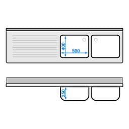 Spülschrank ECO - 2000x600mm - mit 2 Becken rechts