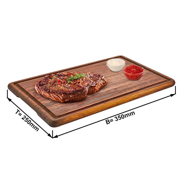 (6 Stück) Steakplatte - Irokoholz - 350x250mm