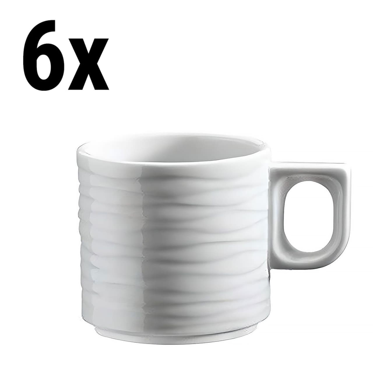 (6 Stück) SEA WAVE - Kaffee-/ Teetasse - mit Struktur in der Oberfläche- 230 cc