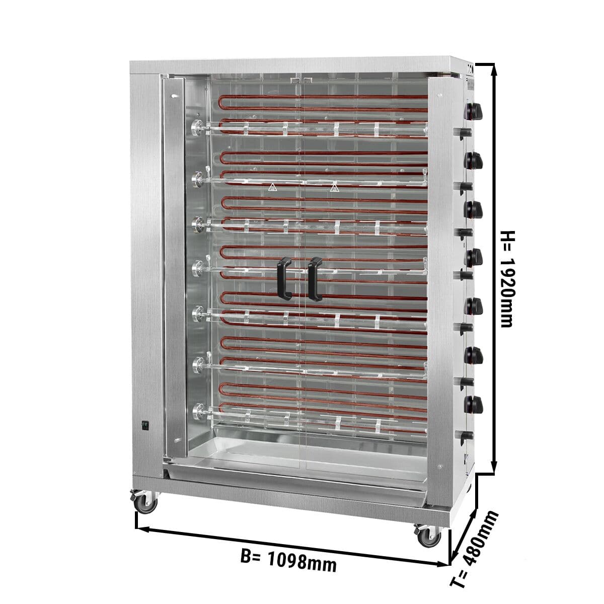 Elektro Hähnchengrill - 33,6kW - mit 7 Spießen für bis zu 42 Hähnchen