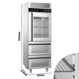 Kühlschrank Edelstahl PREMIUM - GN 2/1 - 700 Liter - mit 1 Glastür & 2 Glasschubladen