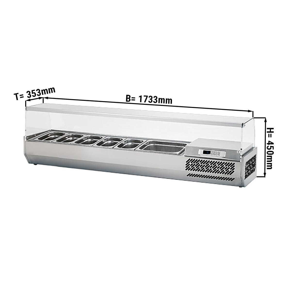 Kühlaufsatzvitrine Premium PLUS - 1733x353mm - 7x GN 1/4