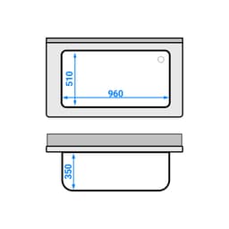 Topfspültisch ECO - 1200x700mm - mit Grundboden & 1 Becken