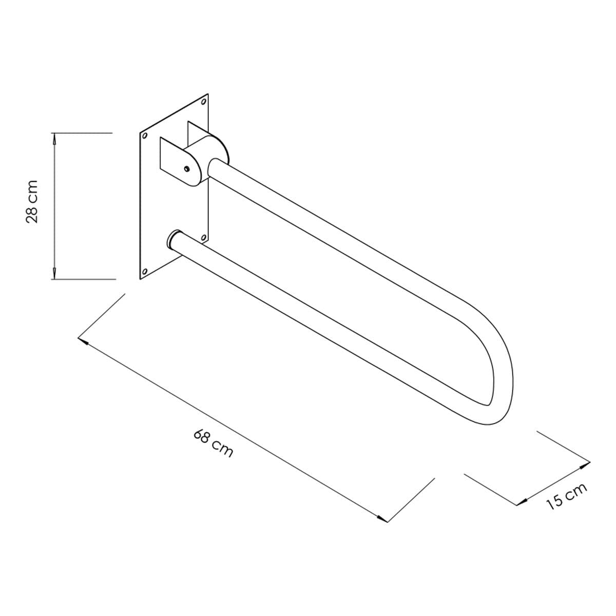 Haltegriff für die Toilette - klappbar - Edelstahl - Länge: 680mm