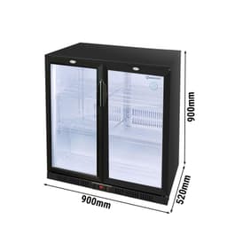 GASTRO-COOL | Barkühlschrank - 900mm - 200 Liter - mit 2 Glasflügeltüren - Schwarz